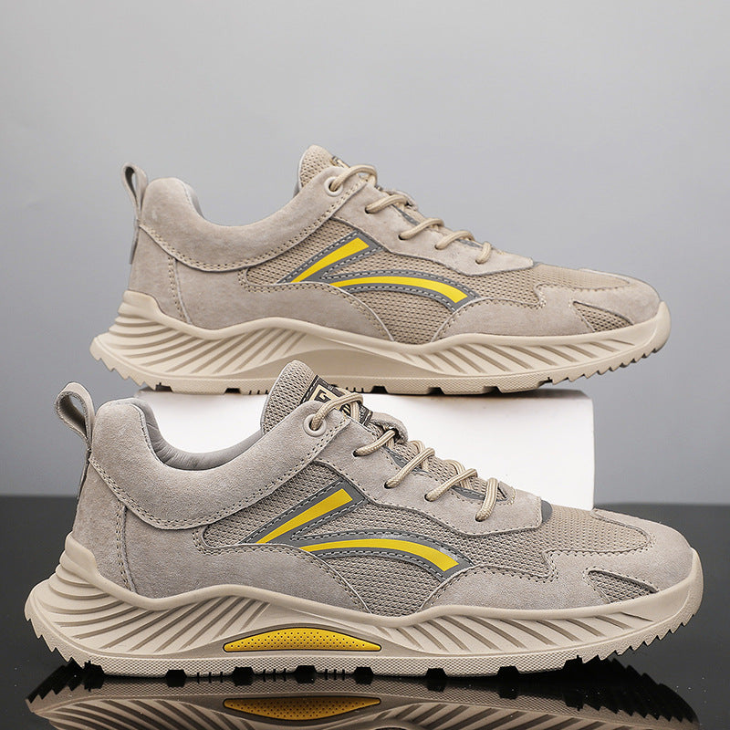 Men’s Breathable Mesh Sneakers – Low-Top Retro Casual Running