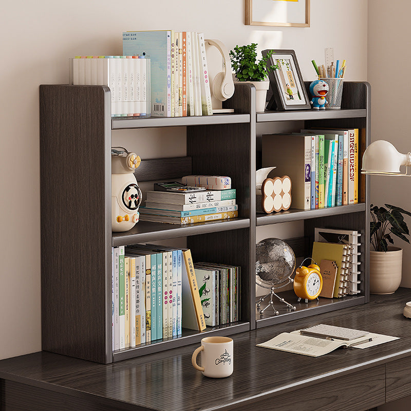 Solid Wood Vertical Desktop Bookshelf for Kids — 2-tier oak