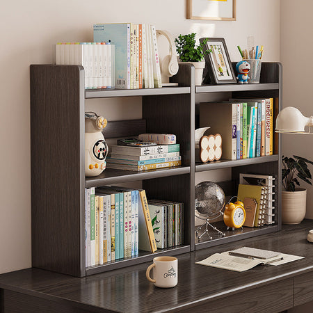 Solid Wood Vertical Desktop Bookshelf for Kids — 2-tier oak