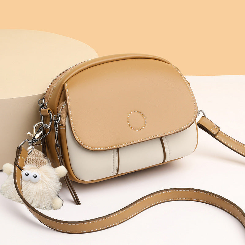 Apricot + pendant mini round crossbody bag with pendant for women