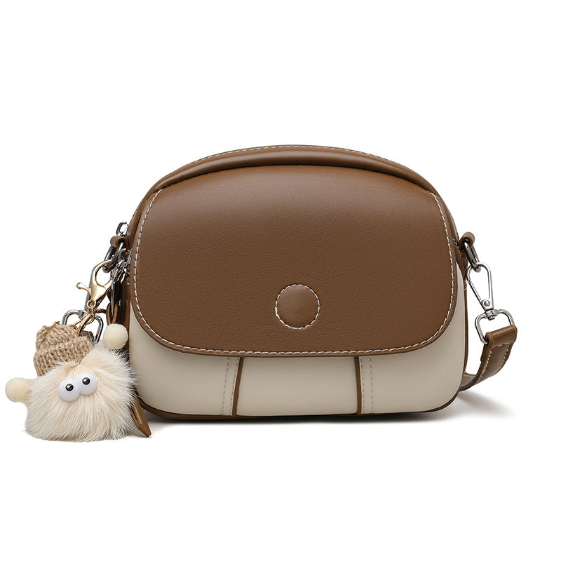 Mini Round Crossbody Bag with Pendant for Women