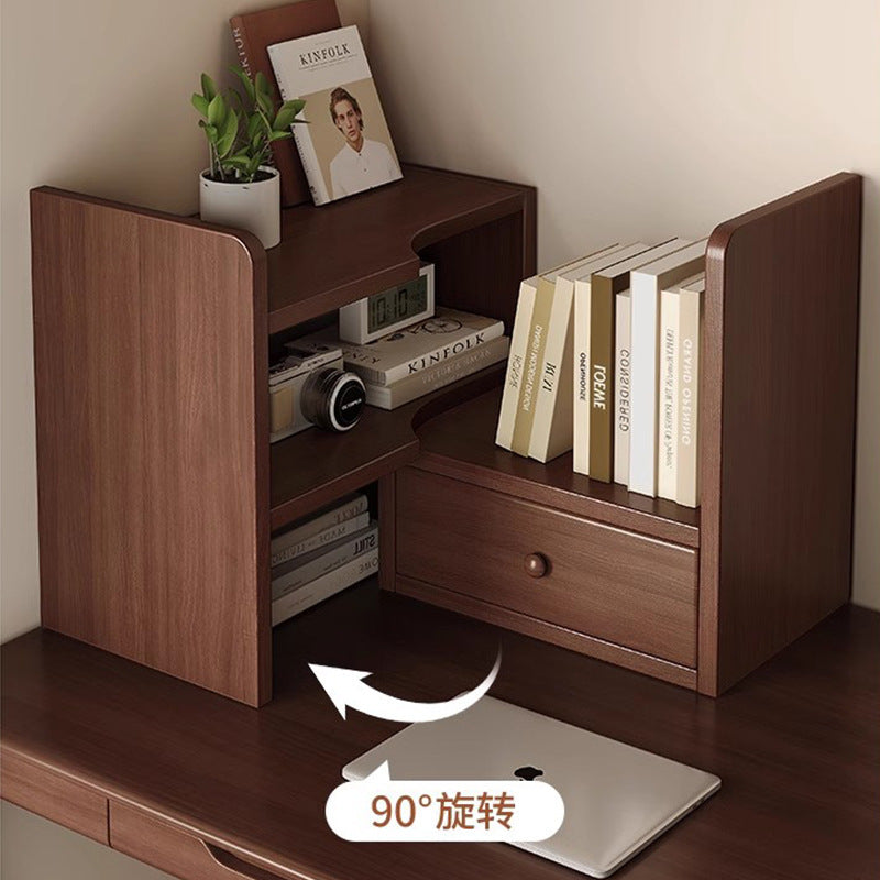 Solid Wood Corner Desktop Bookshelf Storage Rack