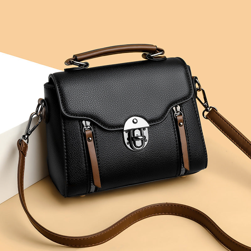 Black retro small square crossbody bag for women