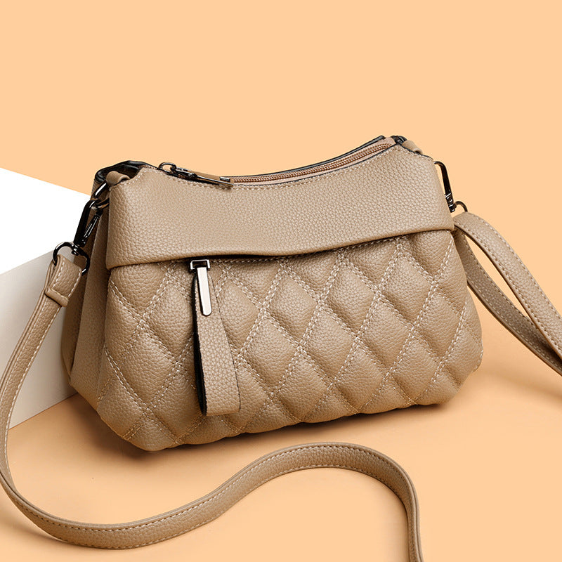 Khaki flip-top small square crossbody phone bag for women