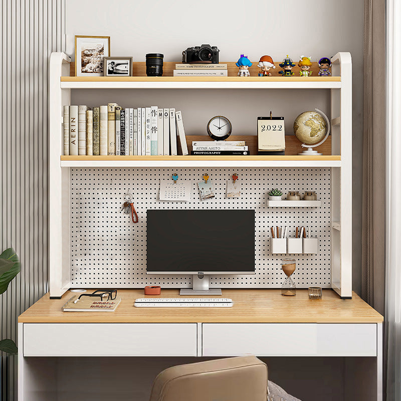 Iron Multi-Layer Desktop Bookshelf Storage Rack — 2-tier walnut