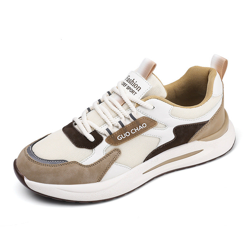 Men’s Thick Sole Sneakers – Low-Top Lace-Up Casual Running Shoes