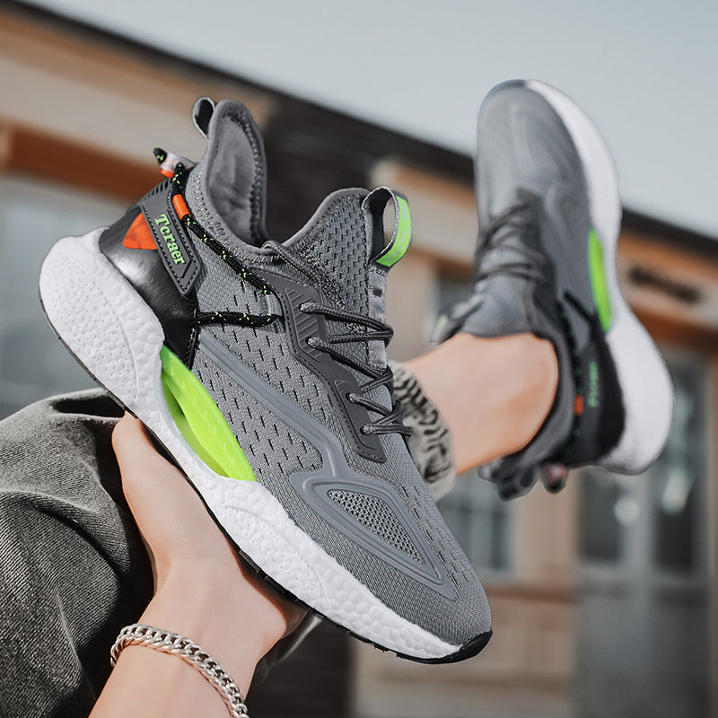 Men’s Flyknit Mesh Sneakers – Thick Sole Casual Running Shoes