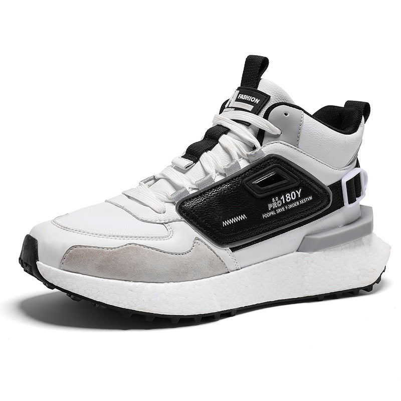 Men’s High-Top Leather Sneakers – Fleece-Lined Winter Shoes
