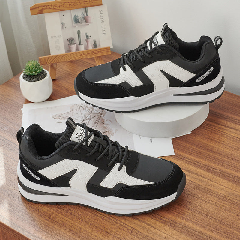 Men’s Contrast Platform Sneakers – Low-Top Casual Lace-Up Shoes