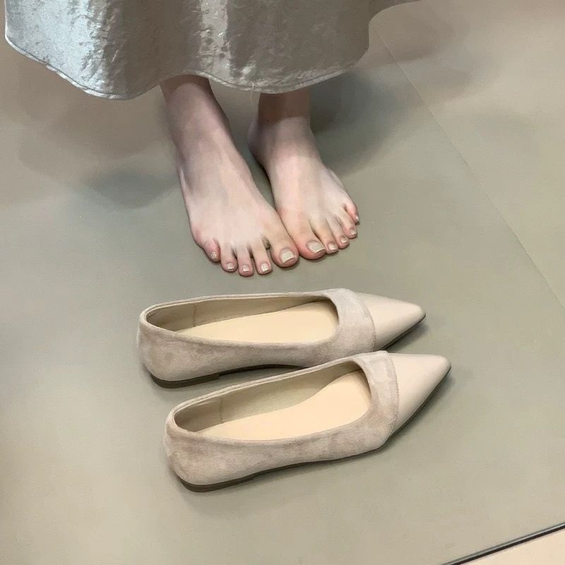 Pointed Toe Wedge Heel Spliced Women's Shoes