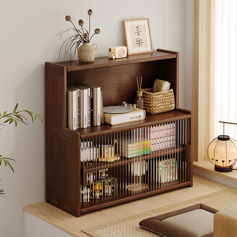 Bay Window Antique Style Dustproof Storage Cabinet — 3-tier red