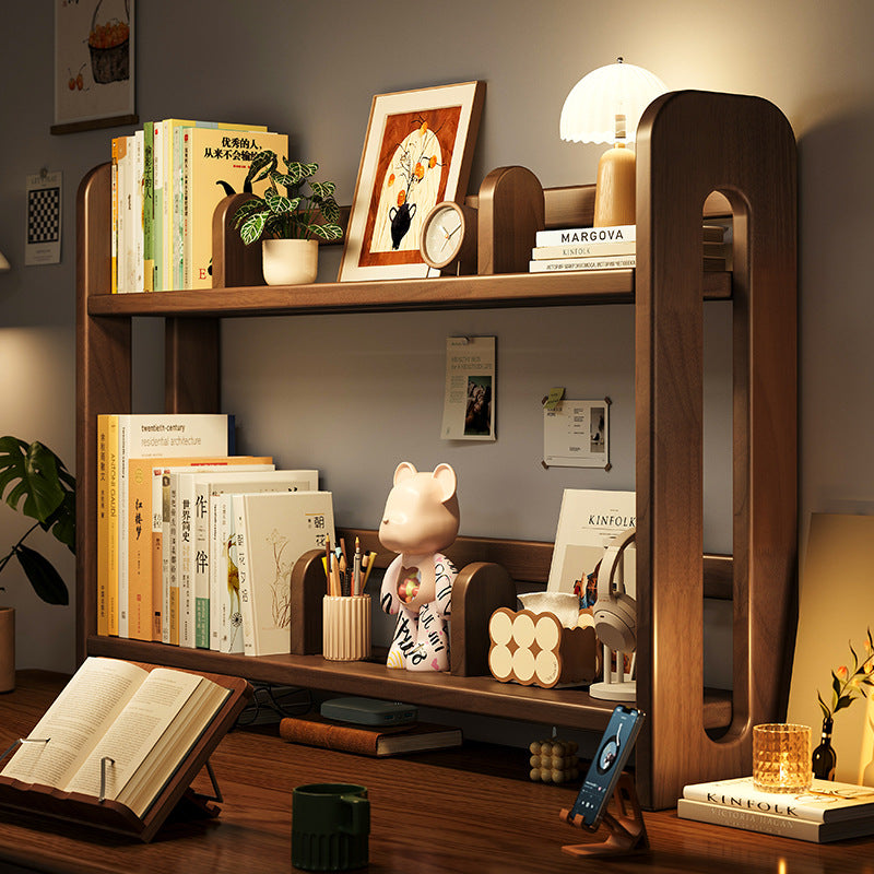 Solid Wood Vertical Desktop Bookshelf Storage Rack — walnut