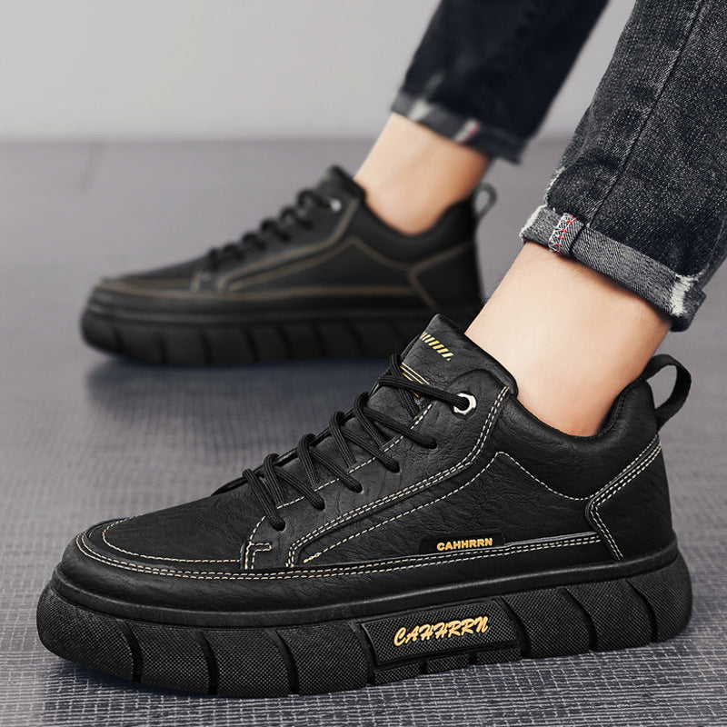 Men’s Low-Cut Boots – Thick Sole Retro Casual Work Shoes