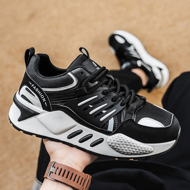 Men’s Color-Block Thick Sole Sneakers – Korean Casual Travel