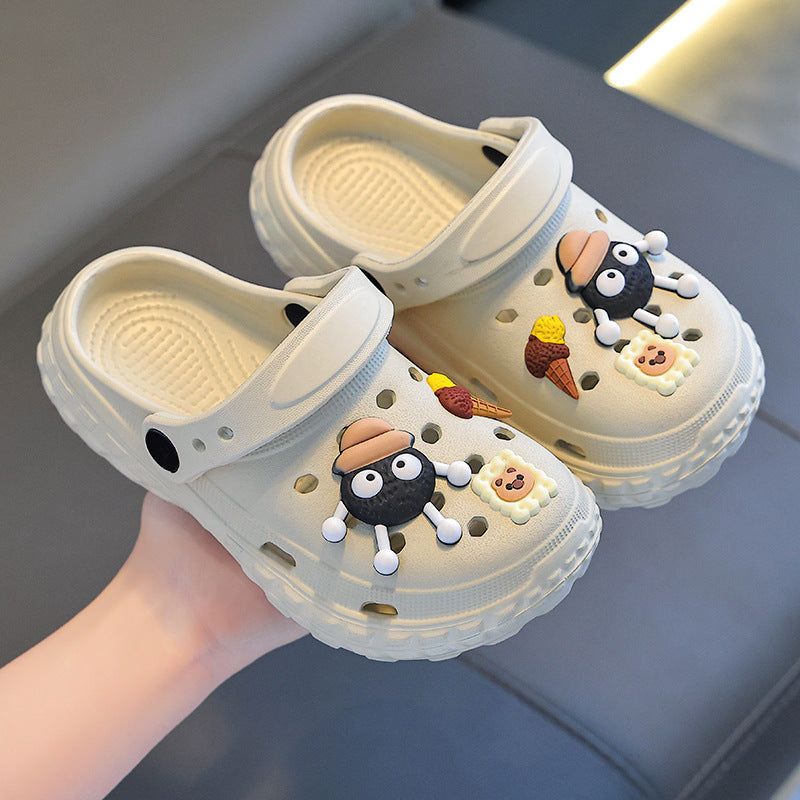 Khaki girls summer sandals with comfortable and breathable design for outdoor wear