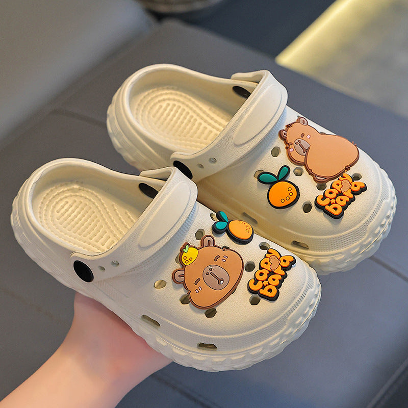 Khaki girls summer sandals with comfortable and breathable design for outdoor wear