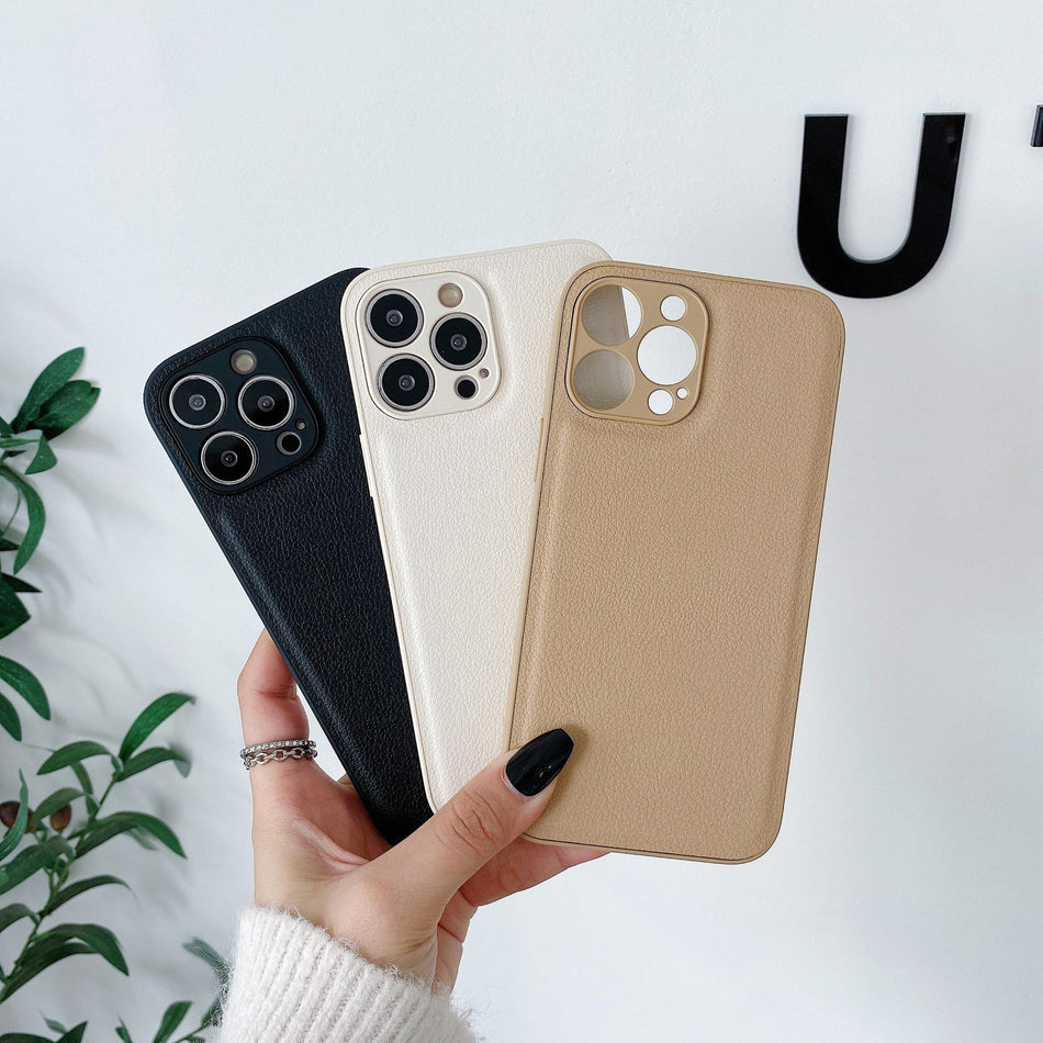 Solid Color Leather iPhone Case – Silicone Soft Cover