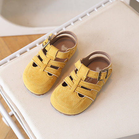 Yellow girls summer sandals with comfortable and breathable design for outdoor wear