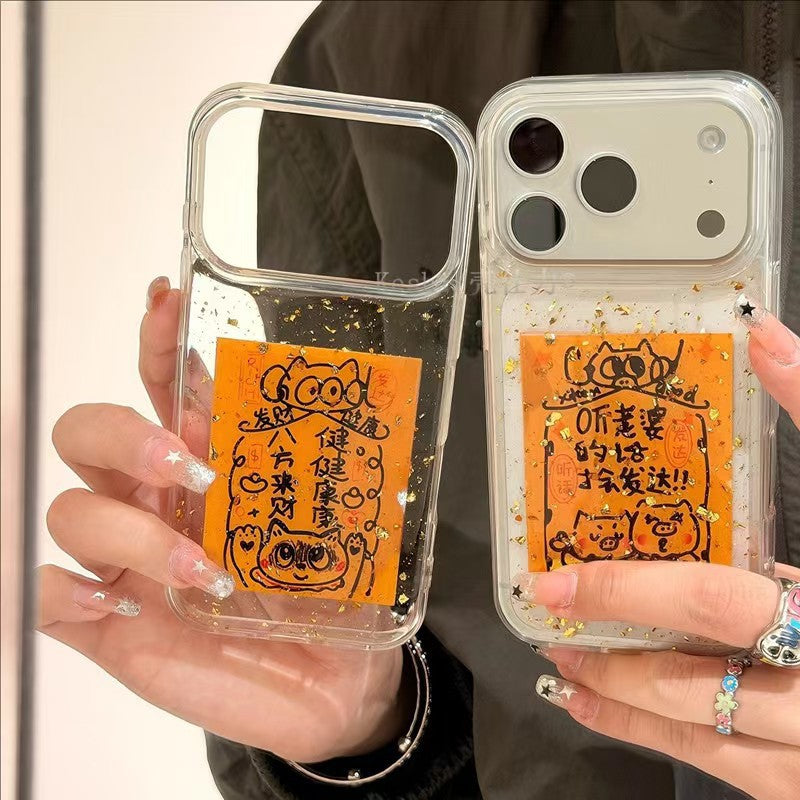 Gold Foil Wealth iPhone Case – Drop-Resistant Clear Cover