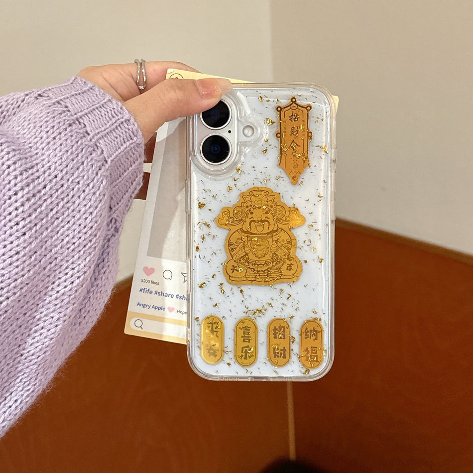 God of Wealth iPhone Case – Gold Foil Protective Cover