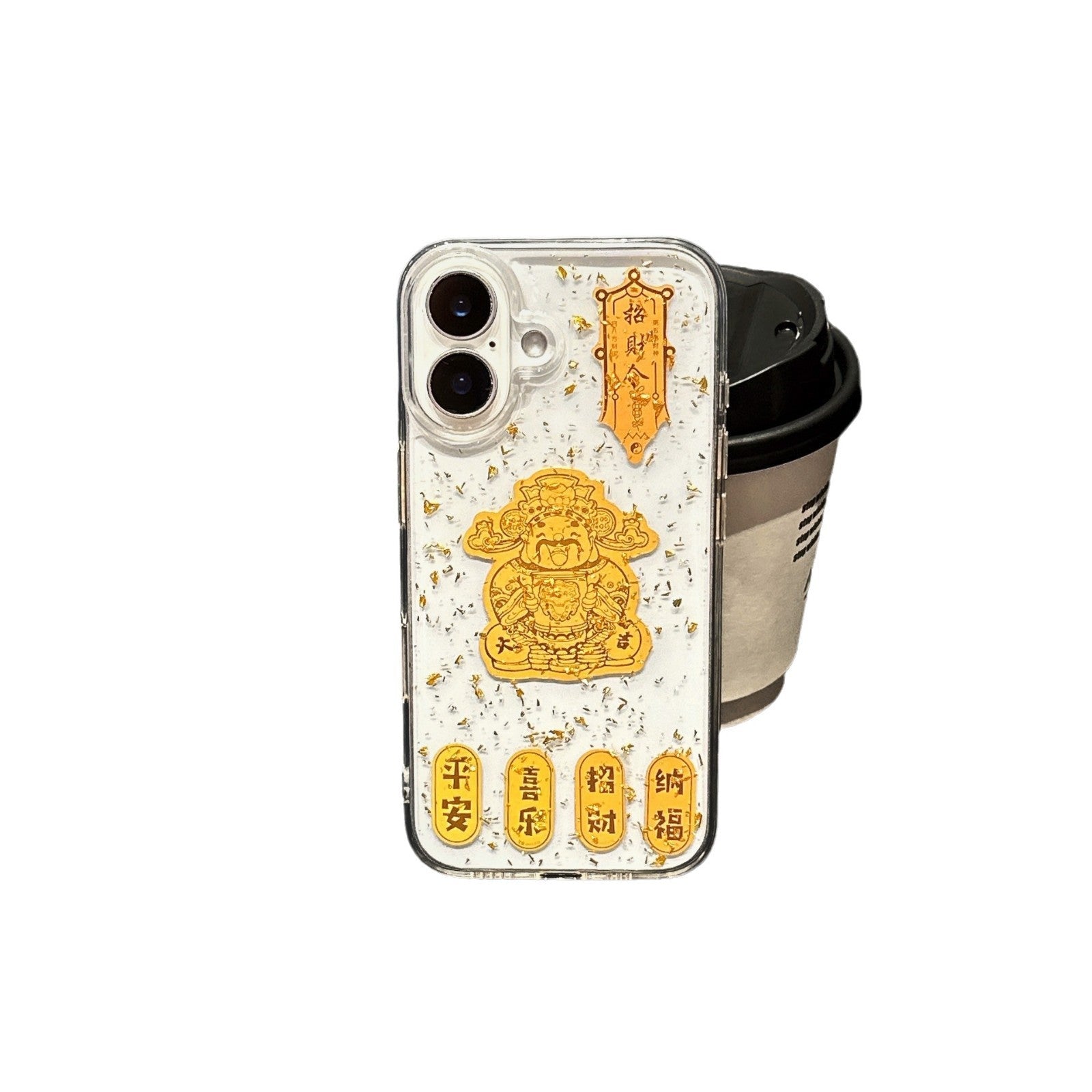 God of Wealth iPhone Case – Gold Foil Protective Cover for iPhone17promax