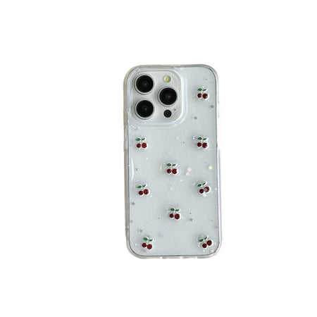Glitter Cherry iPhone Case – Transparent Protective Cover – Transparent glitter cherry for iPhone17promax