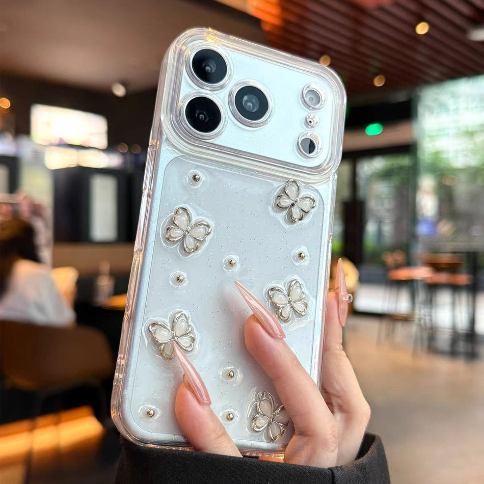 3D Butterfly iPhone Case with Steel Ball Detail – Epoxy Finish