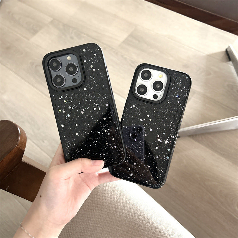 Glitter Star Silicone iPhone Case – Soft Clear Cover
