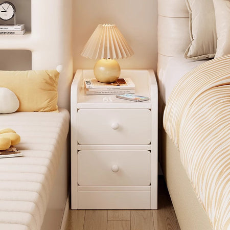 Ultra Narrow Modern Bedside Storage Cabinet Rack — white solid wood