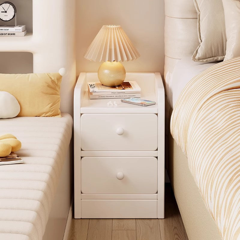 Ultra Narrow Modern Bedside Storage Cabinet Rack — white solid wood