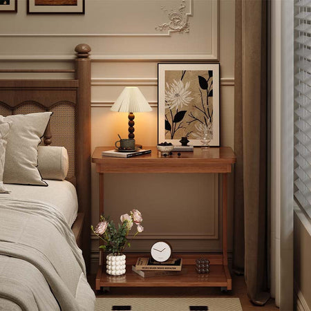 Removable Solid Wood Creative Bedside Storage Table — log color 80 40 63cm