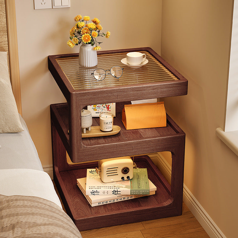Walnut Ultra Narrow Bedside Storage Cabinet — walnut