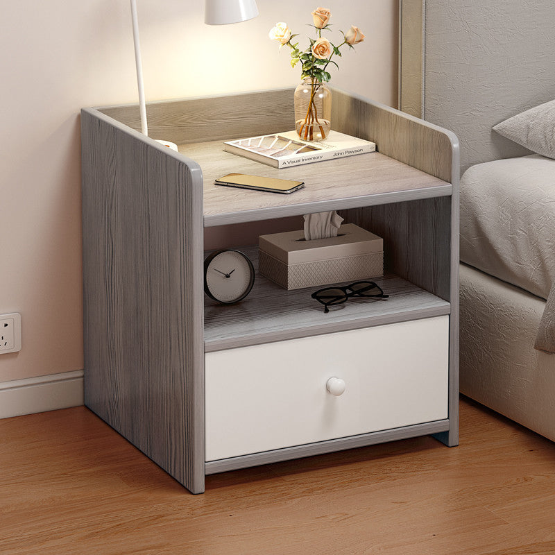 Modern Simple Small Bedside Storage Cabinet Rack — with lock gray