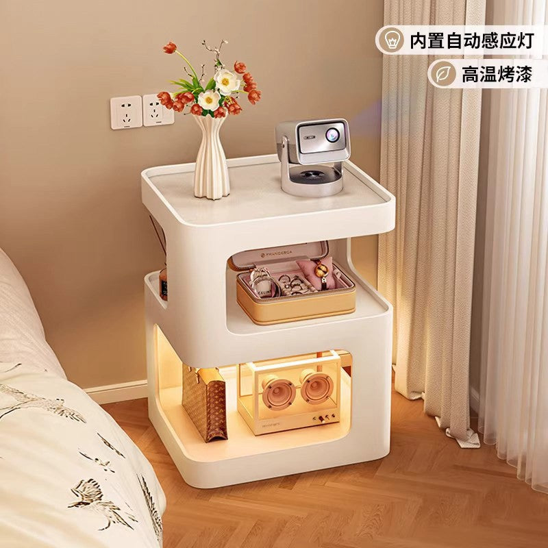 Modern Iron Bedside Table Sofa Side Storage — white