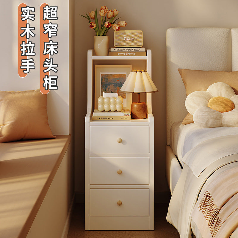 Ultra Narrow Mini Bedside Storage Cabinet — 2-tier white