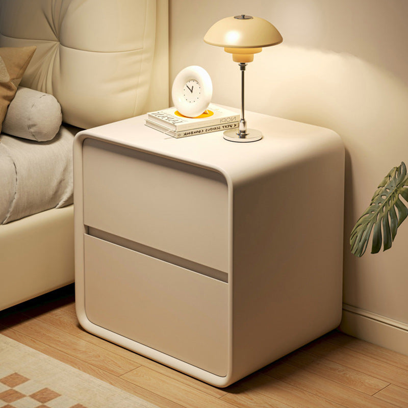 Cream Style Solid Wood No-Installation Bedside Cabinet — off-white