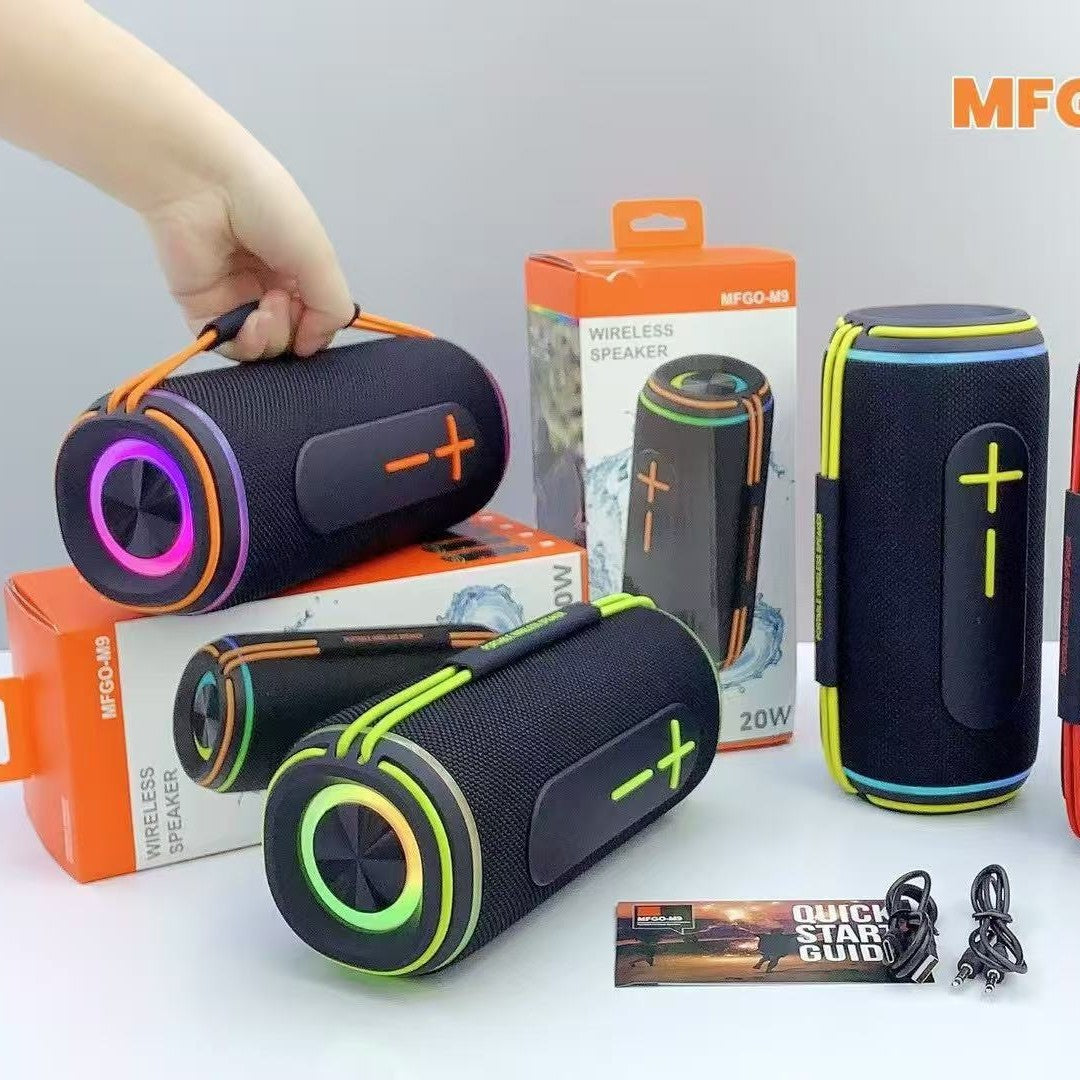 M9 Wireless Bluetooth Speaker – TWS Stereo High-Power Subwoofer in Orange handle