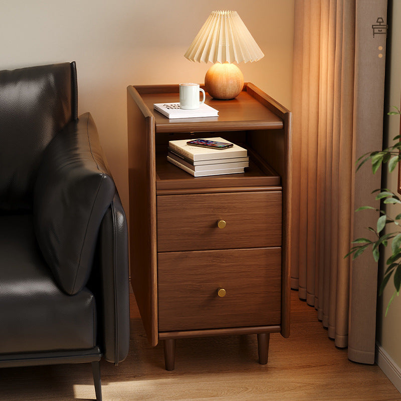Solid Wood Sofa Side Table Narrow Corner — walnut