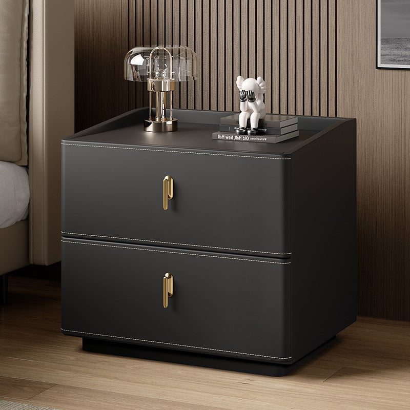 Italian Style Solid Wood Leather Bedside Storage — gray