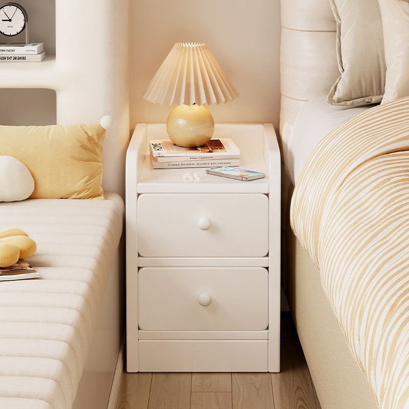 Ultra Narrow Modern Bedside Storage Cabinet — white solid wood