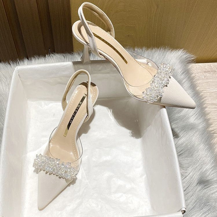 Black 7cm korean style women’s elegant soft high heels for skirts