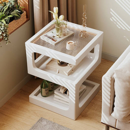 Cream Style Solid Wood Side Table Lamp — white