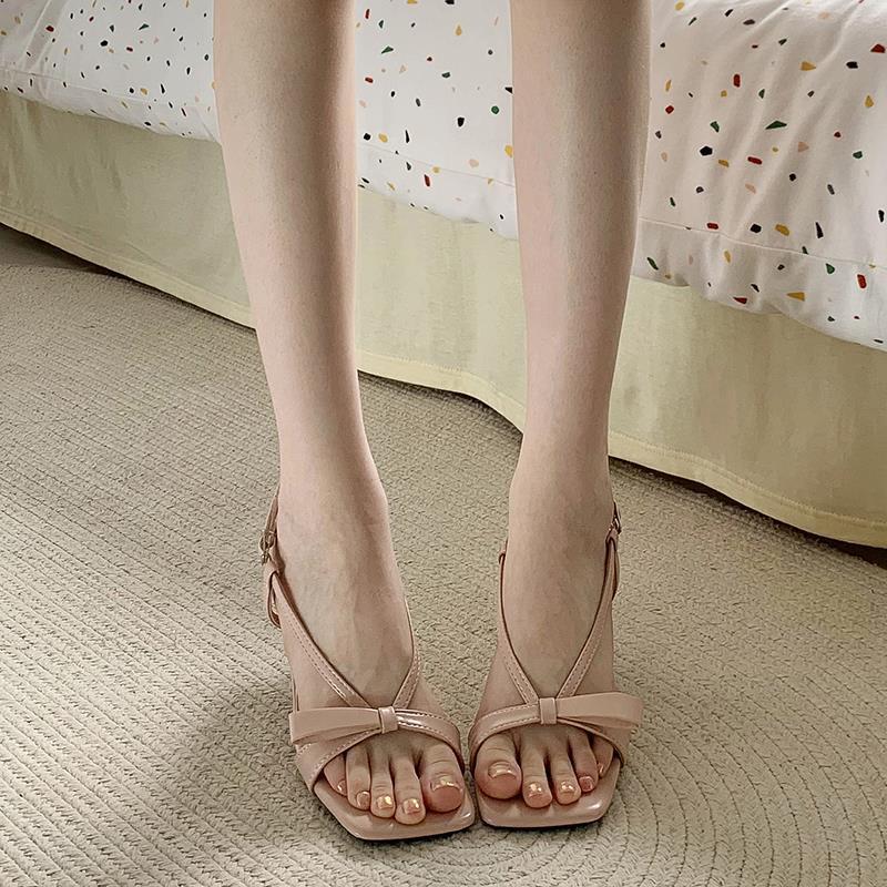 French Retro Thin Heel Sandals Elegant Women Dress Shoes