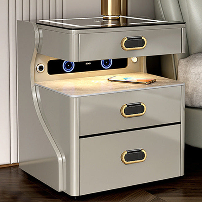 Smart Bedside Table with Password Lock Storage — gray
