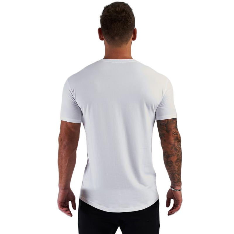 Men's white long sleeve T-shirt - loose fit round neck casual top