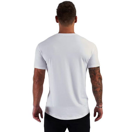 Men's white long sleeve T-shirt - loose fit round neck casual top