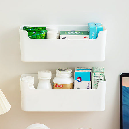Transparent Plastic Medicine Storage Box with Wall — wall-mounted white