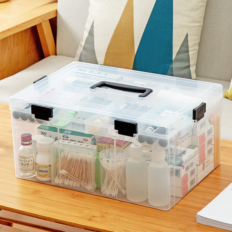Large Capacity Transparent Home Medicine Storage Box — clear
