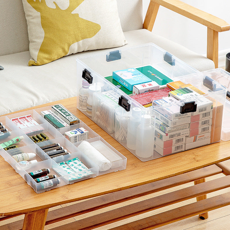 Large Capacity Transparent Home Medicine Storage Box Organizer