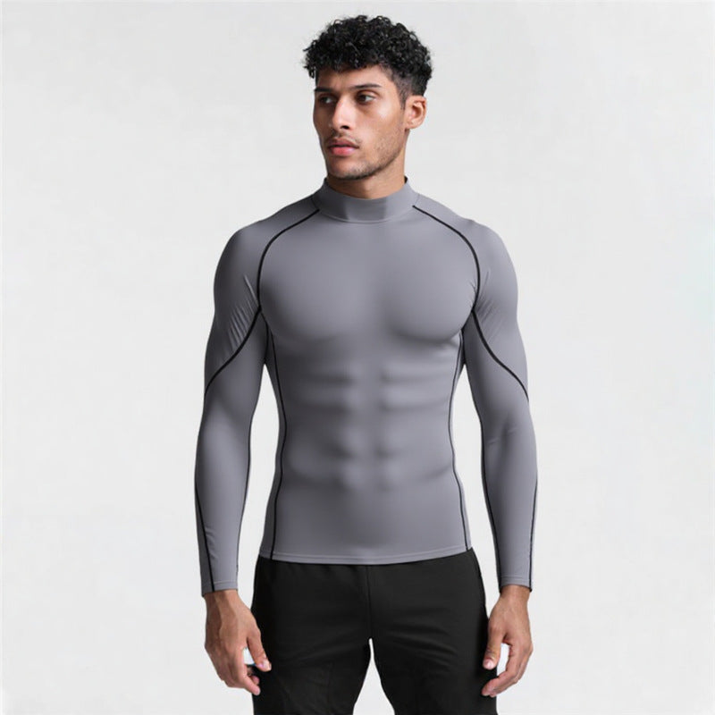 Men's Premium High-Neck Long Sleeve Elastic Base Layer